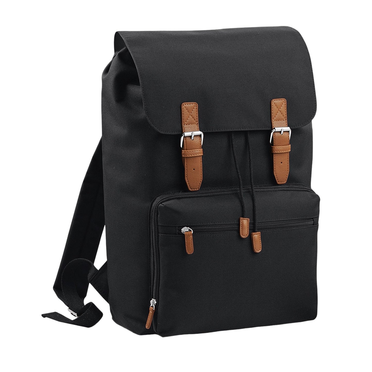 Black-Brown - Front - BagBase Vintage Laptop Backpack