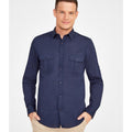 Dark Blue - Back - SOLS Mens Burma Roll Sleeve Poplin Shirt