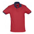 Red-French Navy - Front - SOLS Prince Unisex Contrast Pique Short Sleeve Cotton Polo Shirt