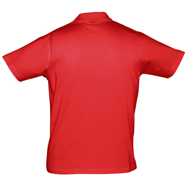 Red - Back - SOLS Mens Prescott Jersey Short Sleeve Polo Shirt