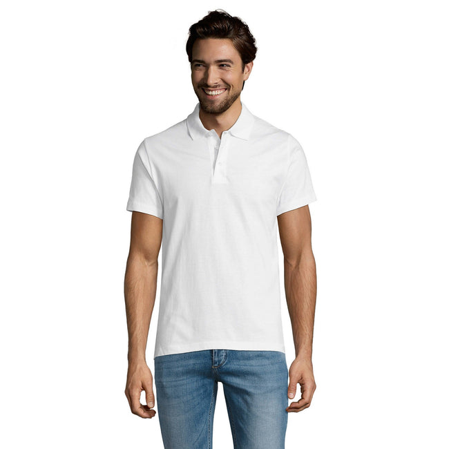 White - Back - SOLS Mens Prescott Jersey Short Sleeve Polo Shirt