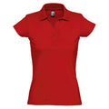 Red - Front - SOLS Womens-Ladies Prescott Short Sleeve Jersey Polo Shirt