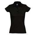 Deep Black - Front - SOLS Womens-Ladies Prescott Short Sleeve Jersey Polo Shirt