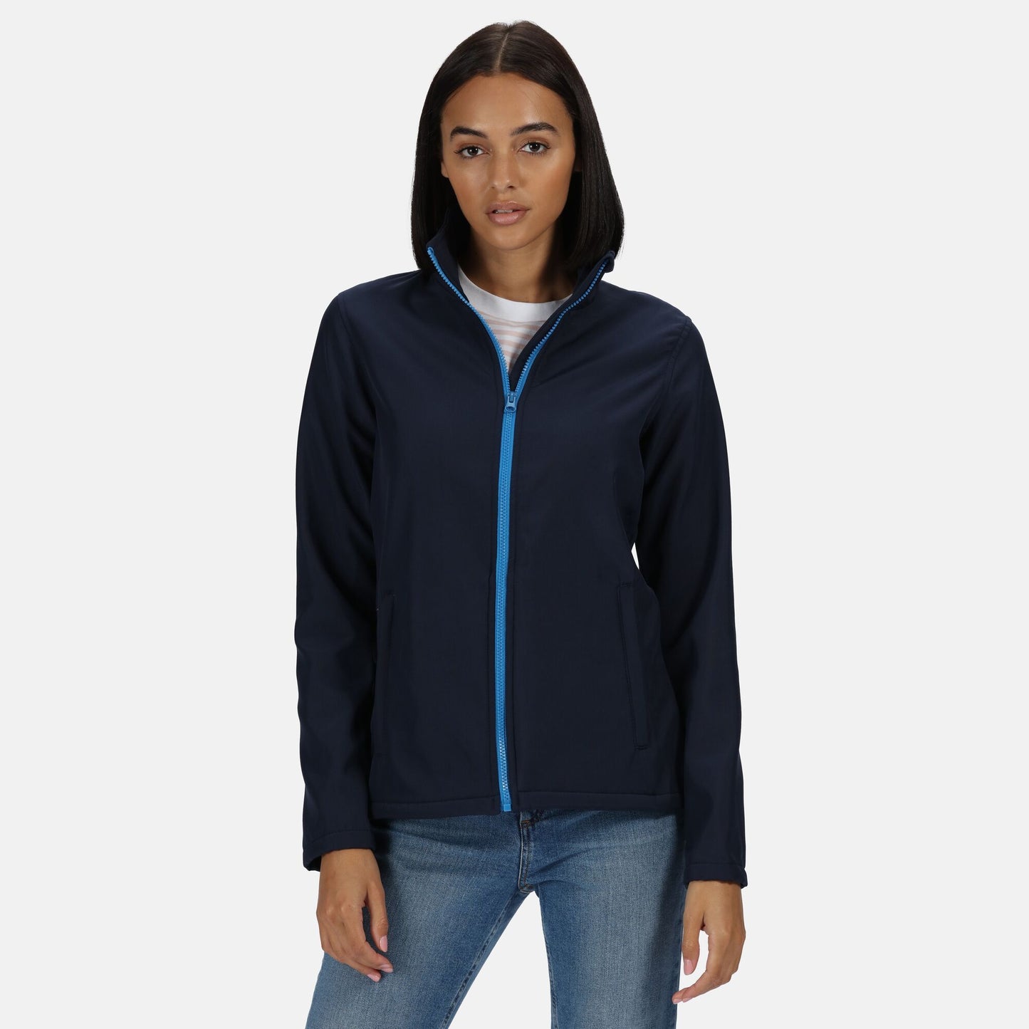 Navy-French Blue - Back - Regatta Standout Womens-Ladies Ablaze Printable Soft Shell Jacket