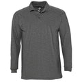 Charcoal Marl - Front - SOLS Mens Winter II Long Sleeve Pique Cotton Polo Shirt