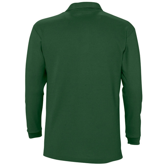 Golf Green - Back - SOLS Mens Winter II Long Sleeve Pique Cotton Polo Shirt