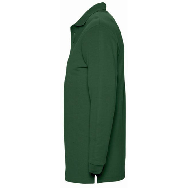Golf Green - Side - SOLS Mens Winter II Long Sleeve Pique Cotton Polo Shirt