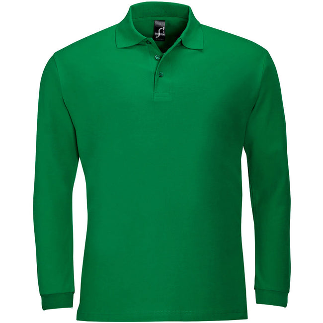 Kelly - Front - SOLS Mens Winter II Long Sleeve Pique Cotton Polo Shirt