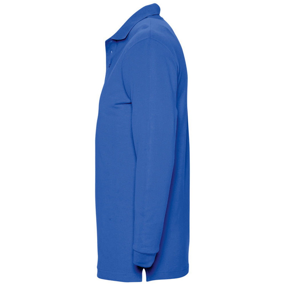 Royal Blue - Side - SOLS Mens Winter II Long Sleeve Pique Cotton Polo Shirt