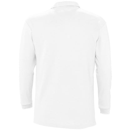 White - Back - SOLS Mens Winter II Long Sleeve Pique Cotton Polo Shirt