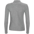 Grey Marl - Back - SOLS Womens-Ladies Podium Long Sleeve Pique Cotton Polo Shirt