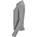 Grey Marl - Side - SOLS Womens-Ladies Podium Long Sleeve Pique Cotton Polo Shirt
