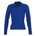 Royal Blue - Front - SOLS Womens-Ladies Podium Long Sleeve Pique Cotton Polo Shirt