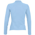 Sky Blue - Back - SOLS Womens-Ladies Podium Cotton Pique Long-Sleeved Polo Shirt