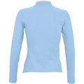 Sky Blue - Back - SOLS Womens-Ladies Podium Long Sleeve Pique Cotton Polo Shirt