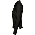 Black - Side - SOLS Womens-Ladies Podium Long Sleeve Pique Cotton Polo Shirt