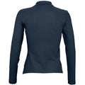 Navy - Back - SOLS Womens-Ladies Podium Cotton Pique Long-Sleeved Polo Shirt