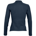 Navy - Back - SOLS Womens-Ladies Podium Long Sleeve Pique Cotton Polo Shirt