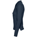 Navy - Side - SOLS Womens-Ladies Podium Cotton Pique Long-Sleeved Polo Shirt