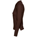 Chocolate - Side - SOLS Womens-Ladies Podium Long Sleeve Pique Cotton Polo Shirt