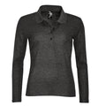 Charcoal Marl - Front - SOLS Womens-Ladies Podium Long Sleeve Pique Cotton Polo Shirt