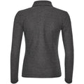 Charcoal Marl - Back - SOLS Womens-Ladies Podium Long Sleeve Pique Cotton Polo Shirt