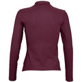 Burgundy - Back - SOLS Womens-Ladies Podium Long Sleeve Pique Cotton Polo Shirt