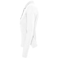 White - Side - SOLS Womens-Ladies Podium Cotton Pique Long-Sleeved Polo Shirt