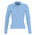 Sky Blue - Front - SOLS Womens-Ladies Podium Long Sleeve Pique Cotton Polo Shirt