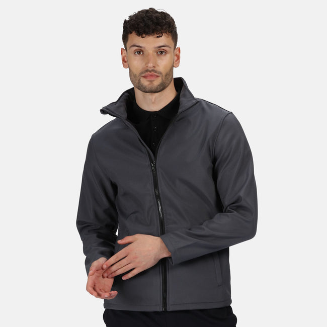 Seal Grey-Black - Back - Regatta Standout Mens Ablaze Printable Soft Shell Jacket