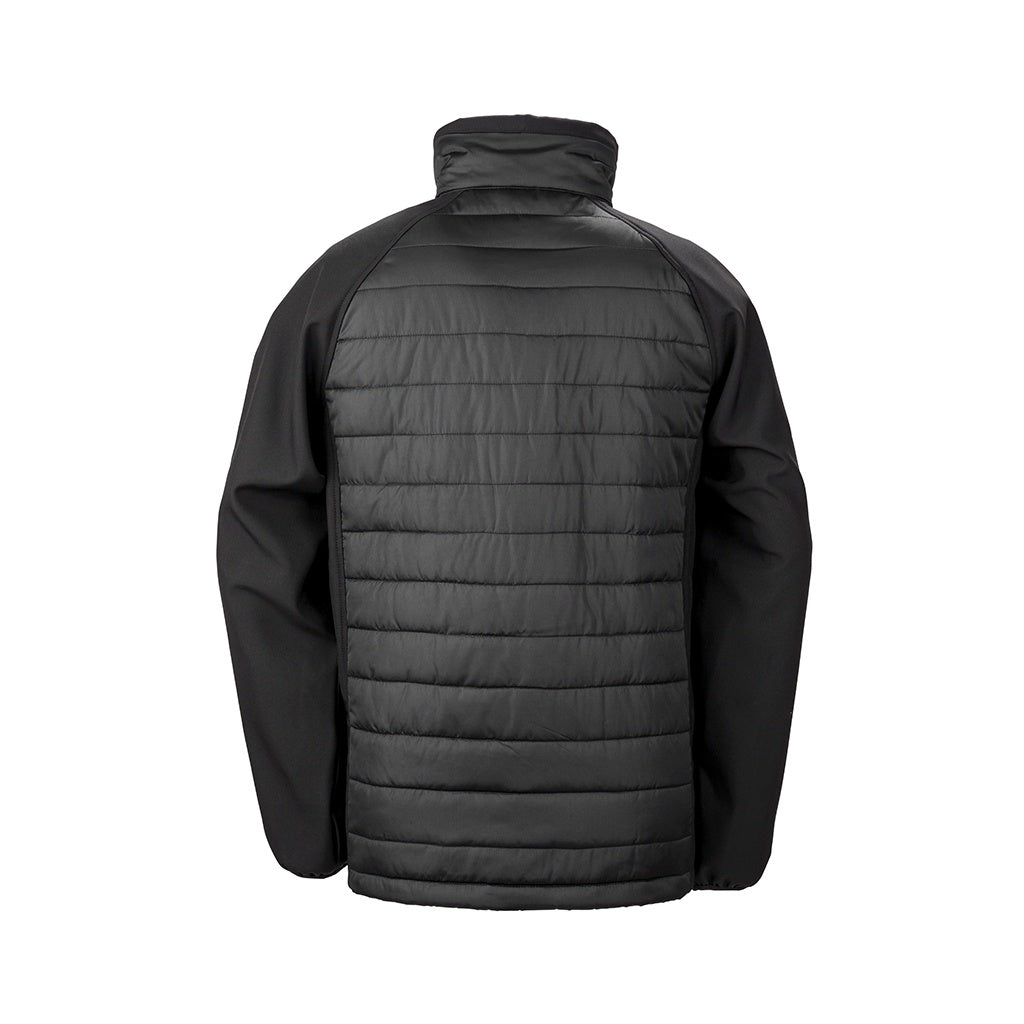 Black-Lime - Back - Result Mens Black Compass Padded Soft Shell Jacket