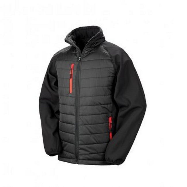 Black-Red - Front - Result Mens Black Compass Padded Soft Shell Jacket