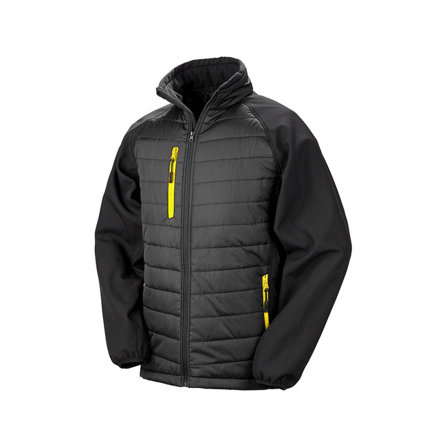 Black-Yellow - Front - Result Mens Black Compass Padded Soft Shell Jacket