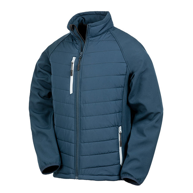 Navy-Grey - Front - Result Mens Black Compass Padded Soft Shell Jacket