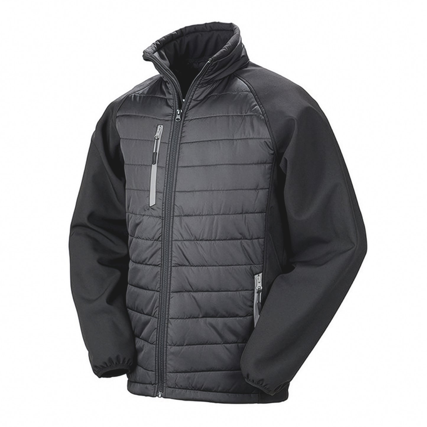 Black-Grey - Front - Result Mens Black Compass Padded Soft Shell Jacket