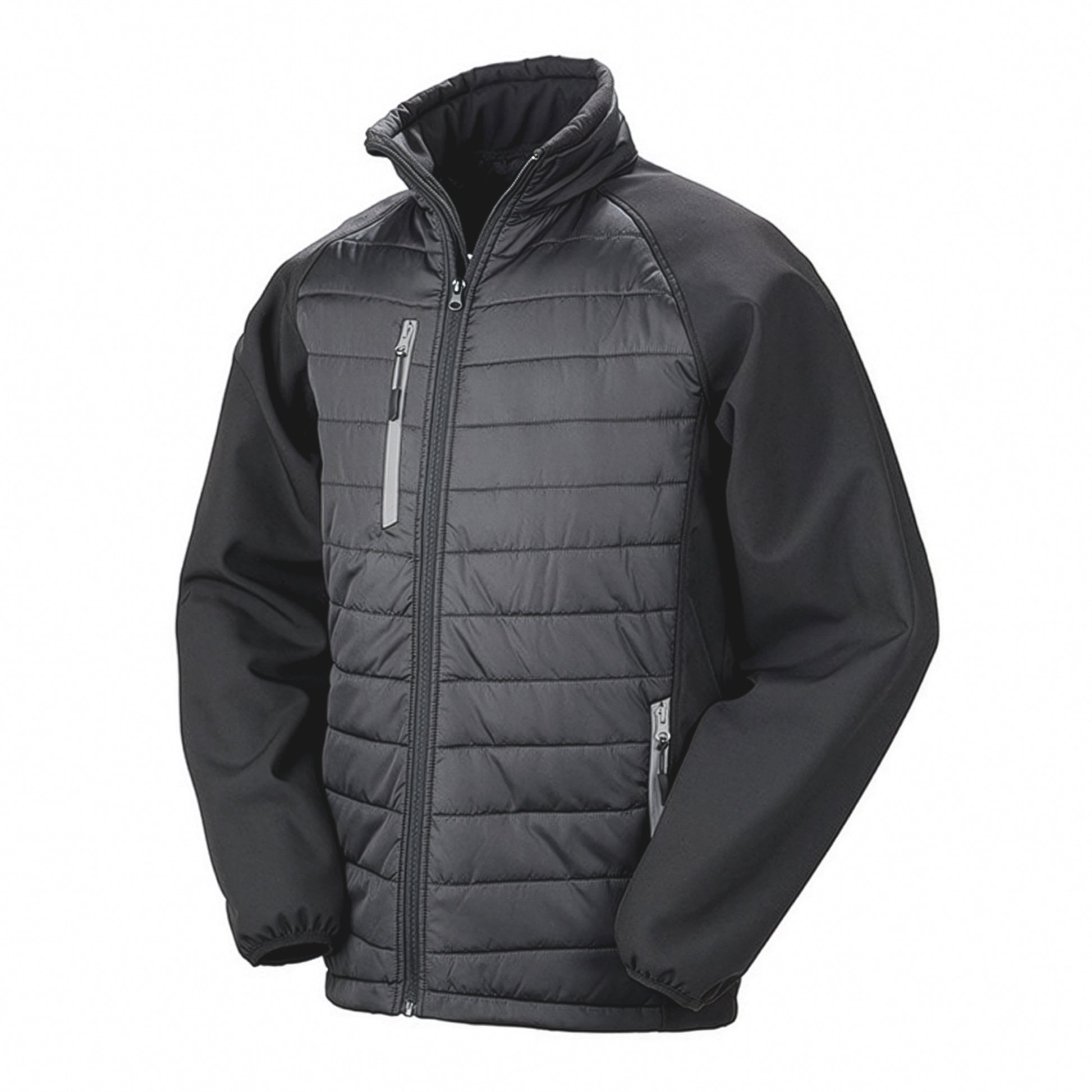 Black-Grey - Front - Result Mens Black Compass Padded Soft Shell Jacket