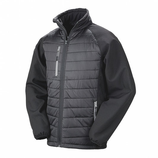 Black-Grey - Front - Result Mens Black Compass Padded Soft Shell Jacket