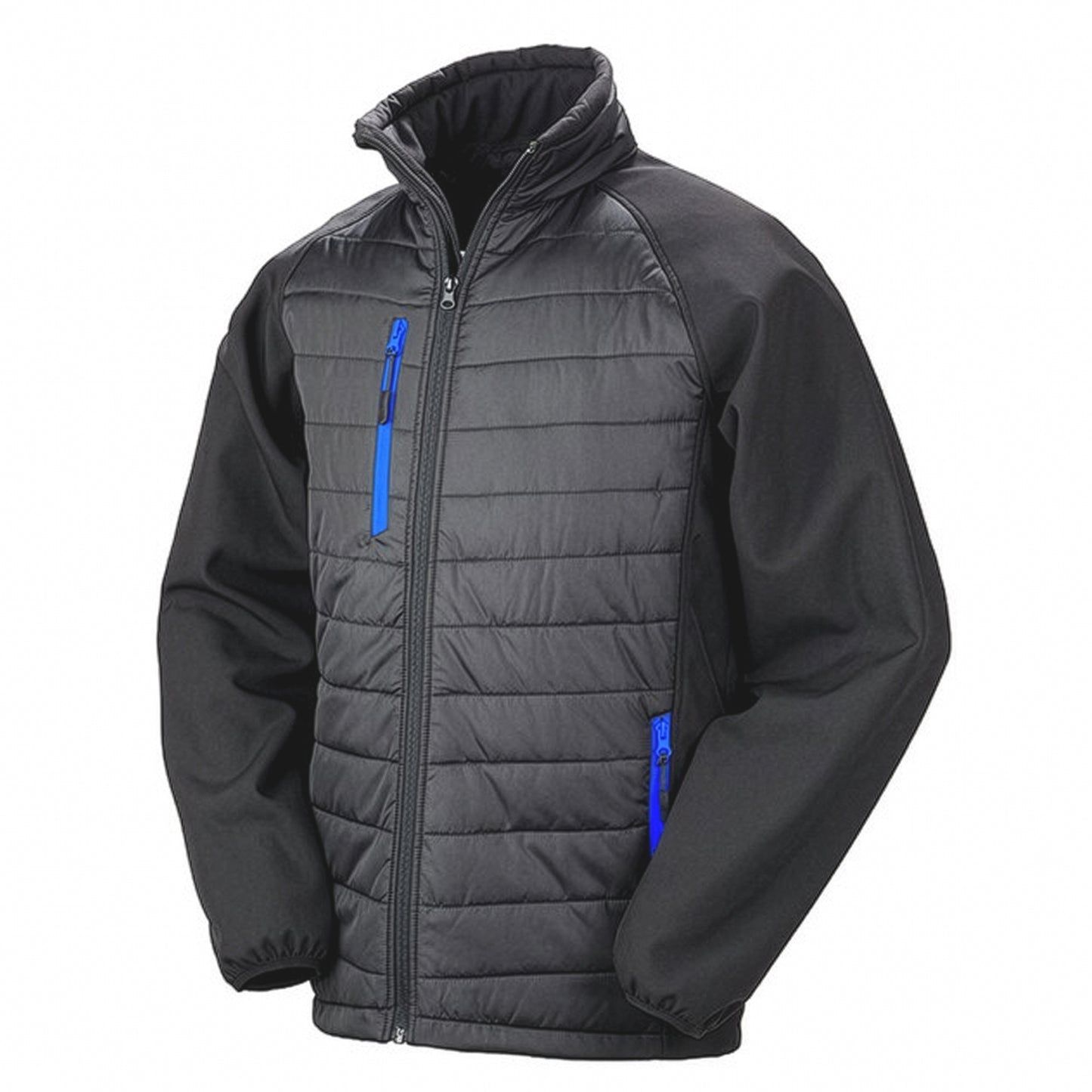 Black-Royal Blue - Front - Result Mens Black Compass Padded Soft Shell Jacket