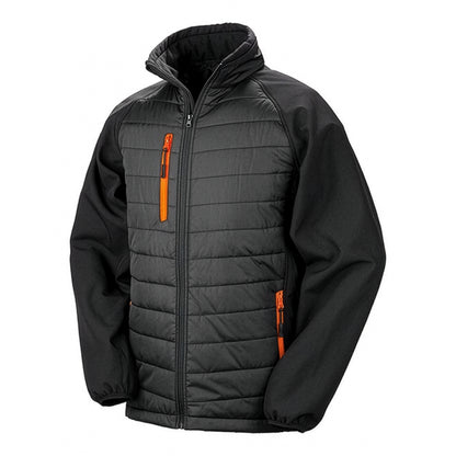 Black-Orange - Front - Result Mens Black Compass Padded Soft Shell Jacket