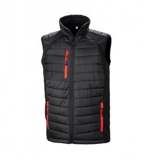 Black-Red - Front - Result Mens Black Compass Padded Soft Shell Gilet