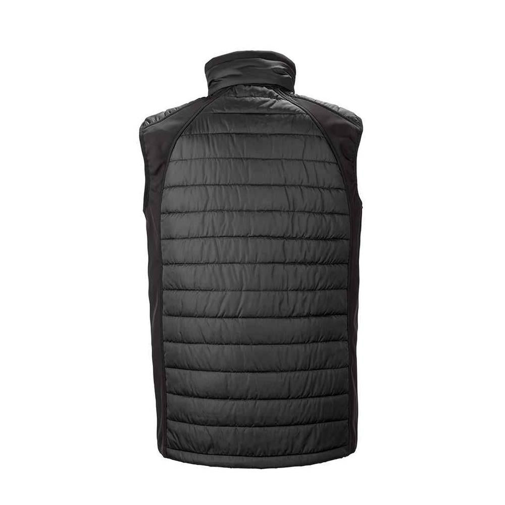 Black-Lime Green - Back - Result Mens Black Compass Padded Soft Shell Gilet
