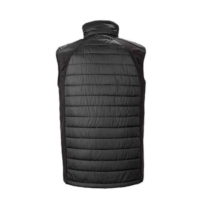 Black-Lime Green - Back - Result Mens Black Compass Padded Soft Shell Gilet