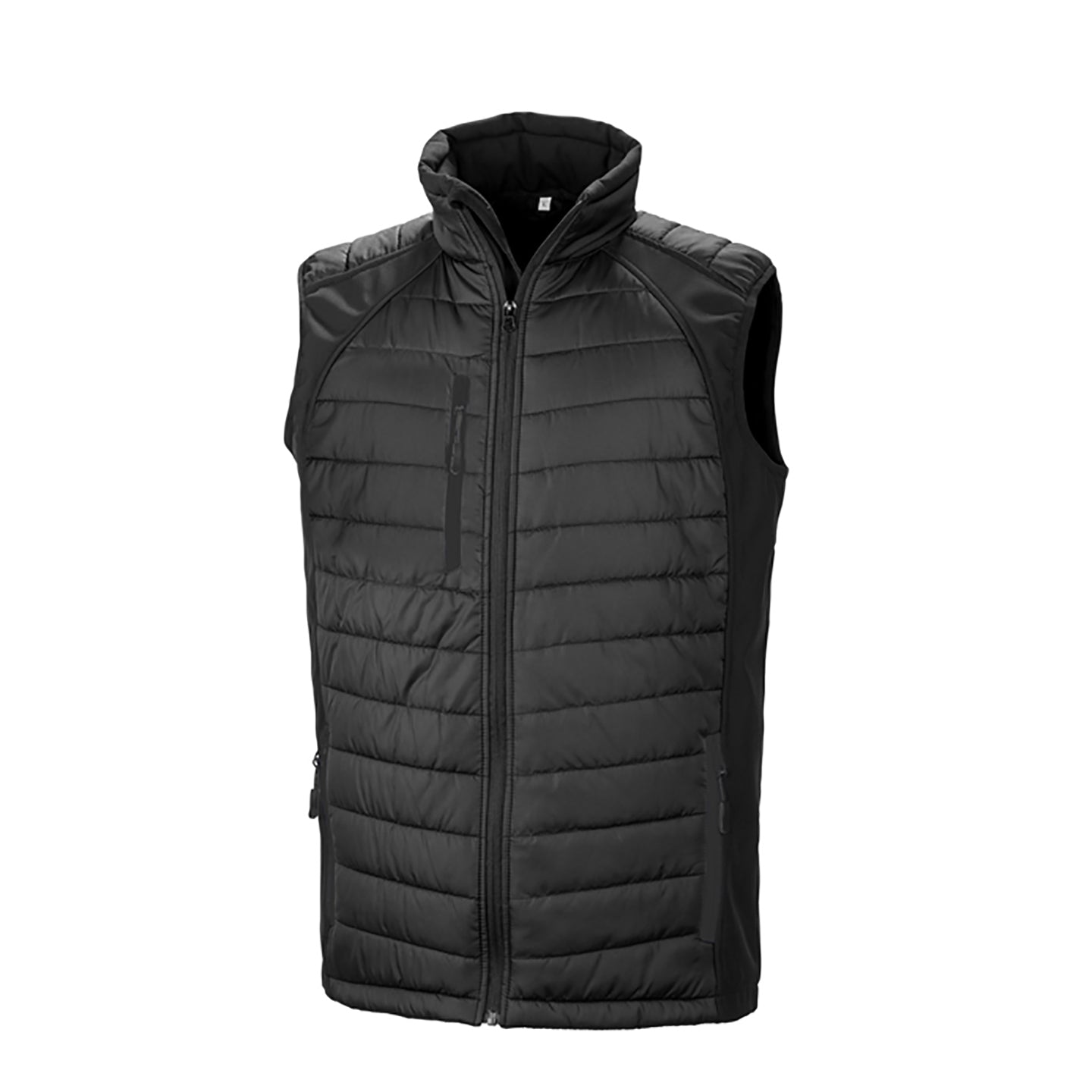 Black-Black - Front - Result Mens Black Compass Padded Soft Shell Gilet