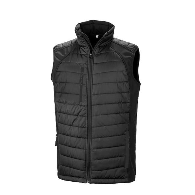 Black-Black - Front - Result Mens Black Compass Padded Soft Shell Gilet