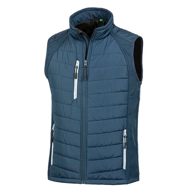 Navy-Grey - Front - Result Mens Black Compass Padded Soft Shell Gilet