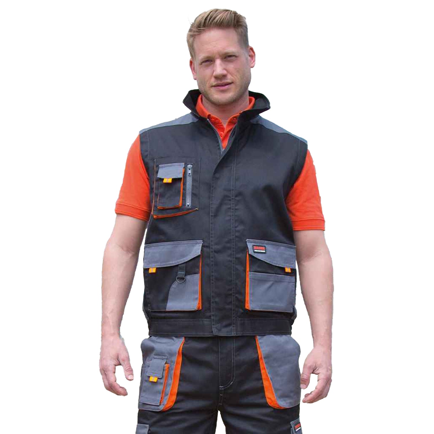 Black-Grey - Back - Result Work-Guard Mens Lite Gilet
