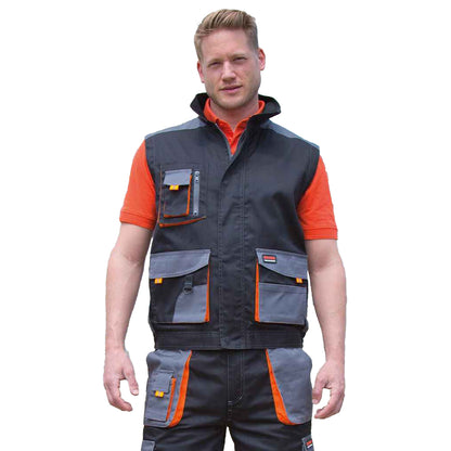 Black-Grey - Back - Result Work-Guard Mens Lite Gilet