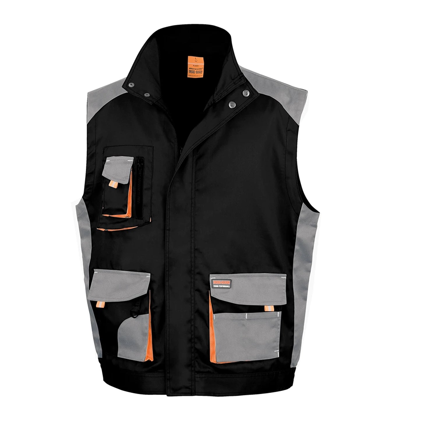 Black-Grey - Front - Result Work-Guard Mens Lite Gilet