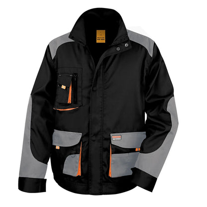 Black-Grey - Front - Result Work-Guard Mens Lite Jacket