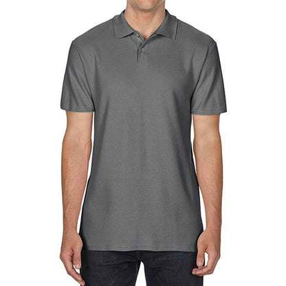 Charcoal - Front - Gildan Mens SoftStyle Double Pique Polo Shirt